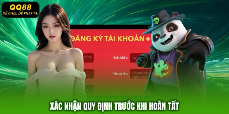 Xác nhận quy định trước khi hoàn tất